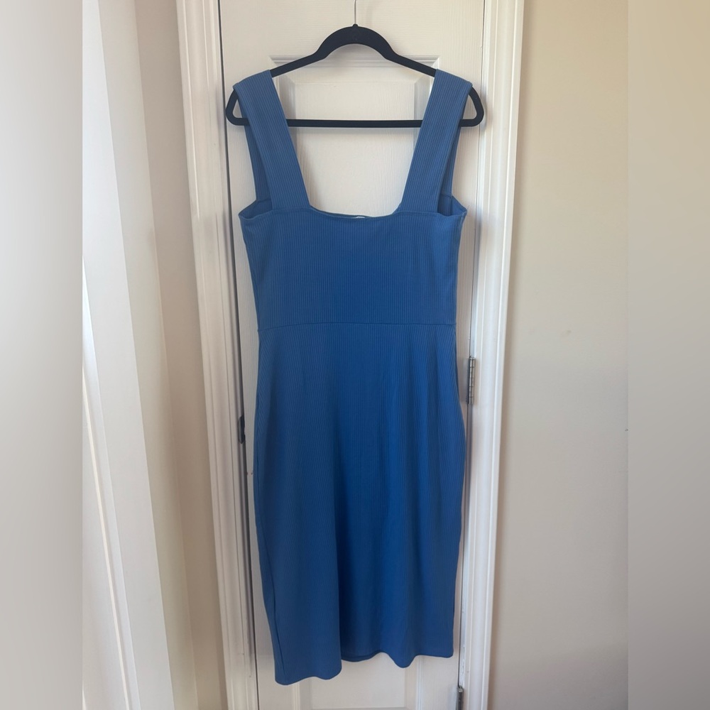 REFORMATION Cassi Blue Ribbed Midi Dress Size XL - Picture 5 of 7